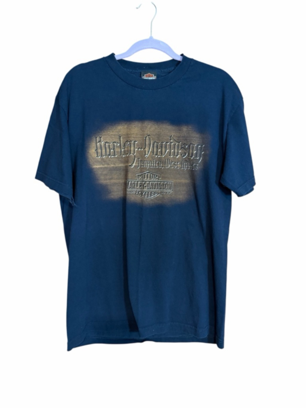 Vintage 2000s Harley Davidson Jamaica Pirates on Bike Navy T-shirt Sz L